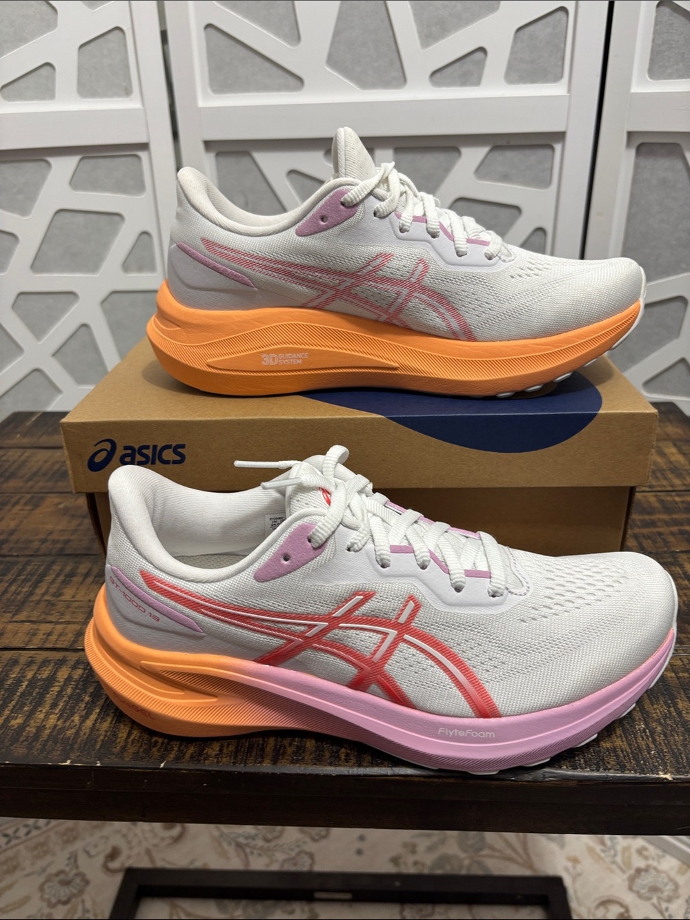 Asics Women's GT-1000 13 White/Coral Running Sneakers Size 7